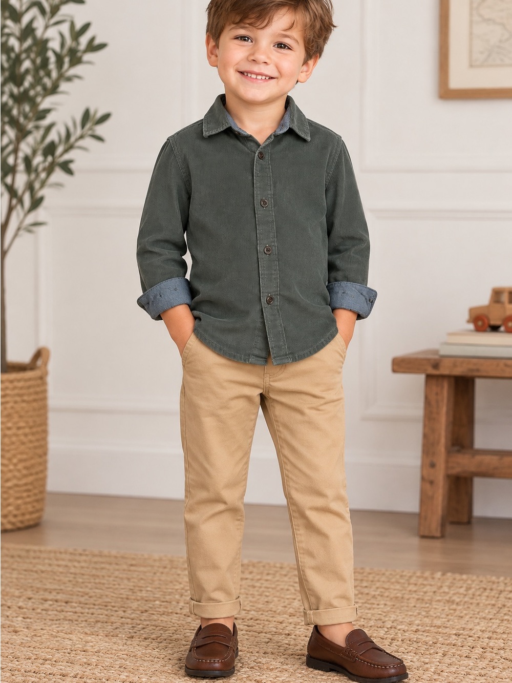 OshKosh B'gosh Olive Green Button-Down Kids Shirt